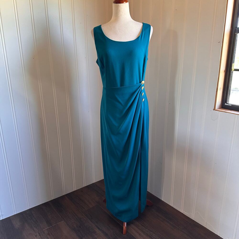 Vintage 90s Teal Maxi Dress 12